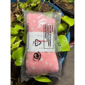 NWT Hanna Andersson Footed Tights Pink w/ Sparkly Polka Dots Size 130-140 US 10